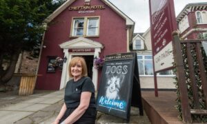 Liz Lawson outside of the Chieftain Hotel in Inverness
