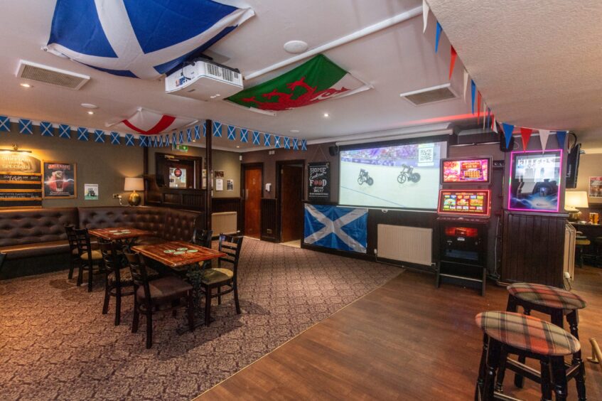 Inside the Chieftain sports bar.