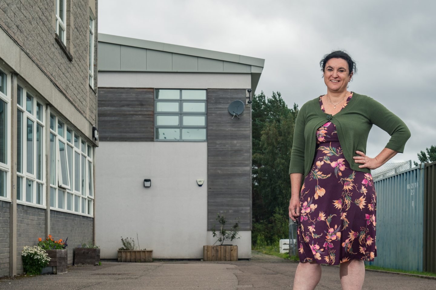 Mrs McGonigal outside the Highland school.