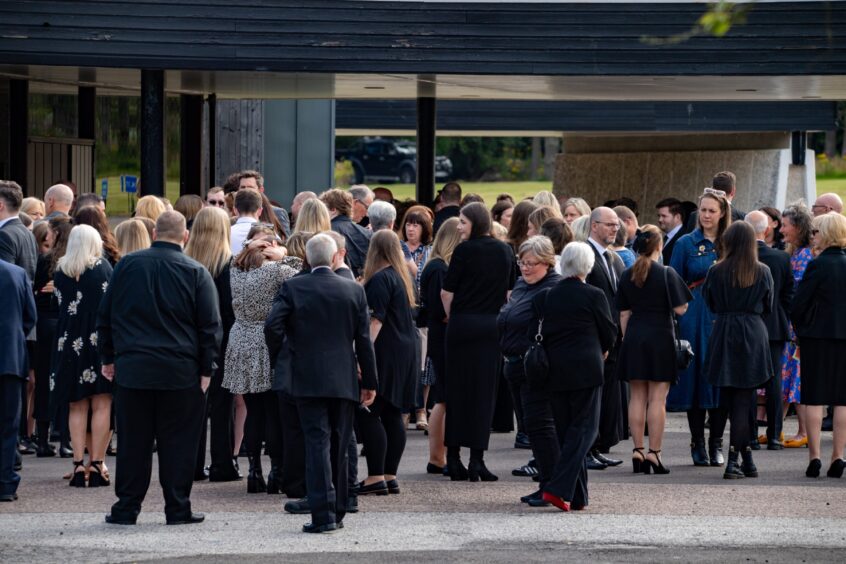 Hundreds of people attended the funeral of Phoenix Theatre's Liz Milne at Aberdeen Crematorium. 