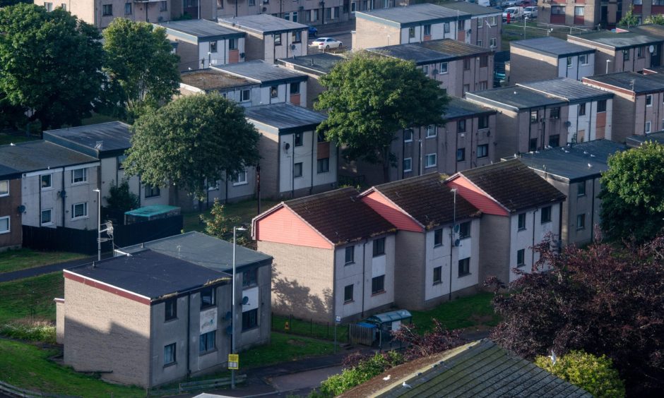 Raac buildings around Pentland Road, Balnagask Road and Girdleness Road in Torry. 