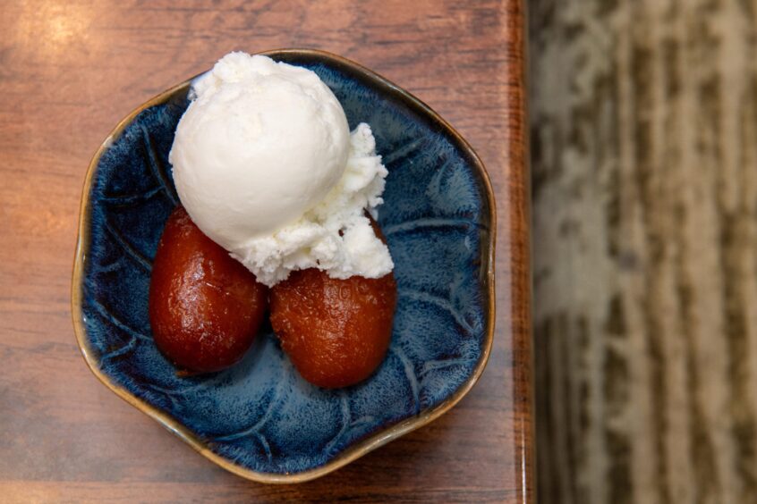 Gulab Jaman with ice cream. 