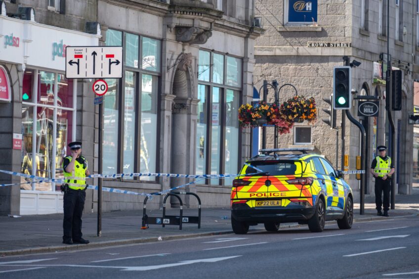 Police at the scene of the attack on Union Street.