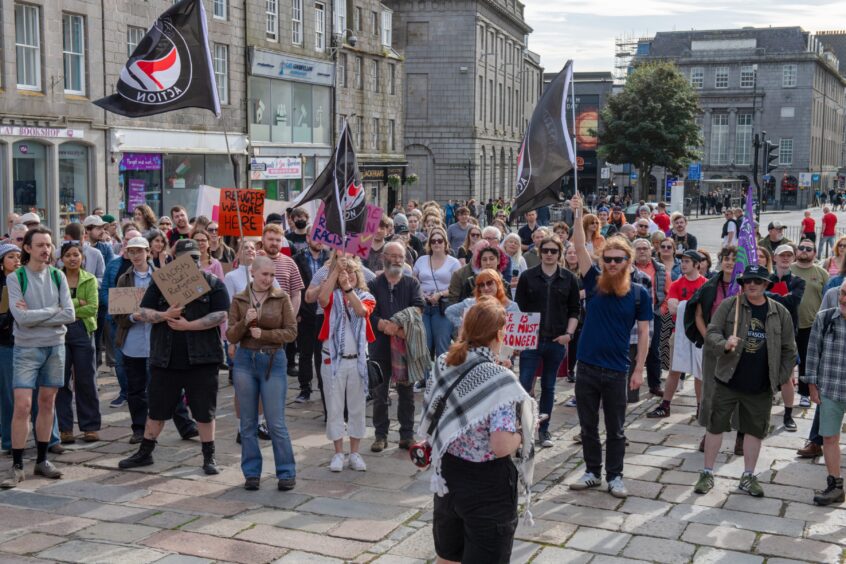 Crowds at the anti-racism demonstration in Castlegate.