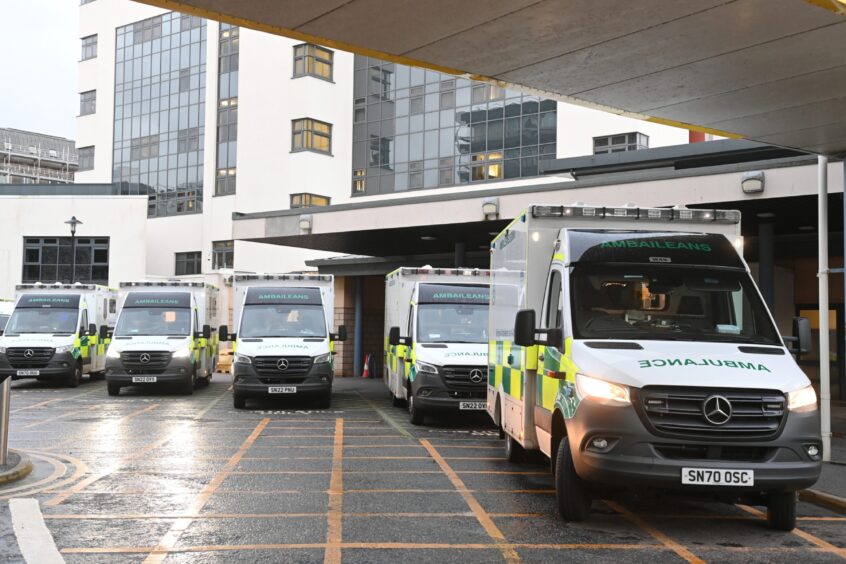 An image showing 5 ambulances outside ARI.