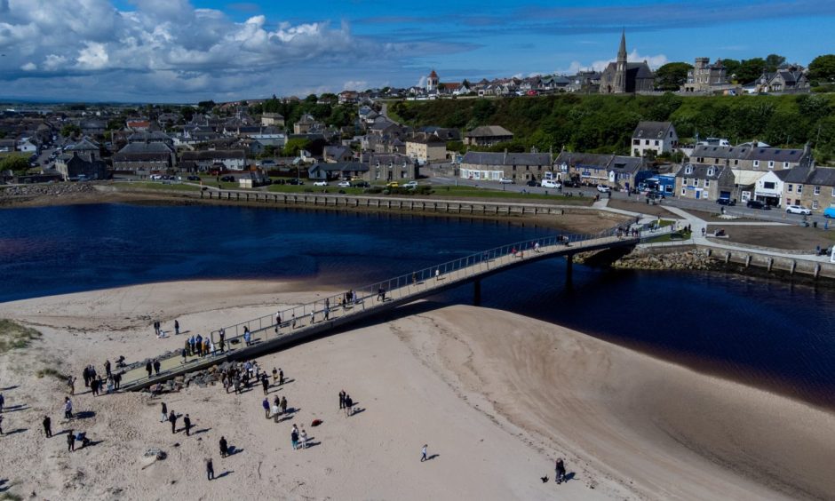 Drone image looking back at Lossiemouth from East Beach. 