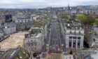 An aerial view of Union Street in Aberdeen