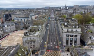 An aerial view of Union Street in Aberdeen