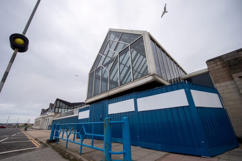 The Beach Leisure Centre was boarded up by Aberdeen City Council in July 2023. It is due to be demolished by March 2025. Image: Kath Flannery/DC Thomson