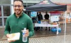 Sufian Ali and Aberdeen Muslims' Foodbox team on St Nicholas Street, handing out hot meals. Picture by Kami Thomson/DC Thomson