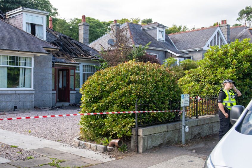 A fire has destroyed the roof of a house in Westburn Drive, Aberdeen. 