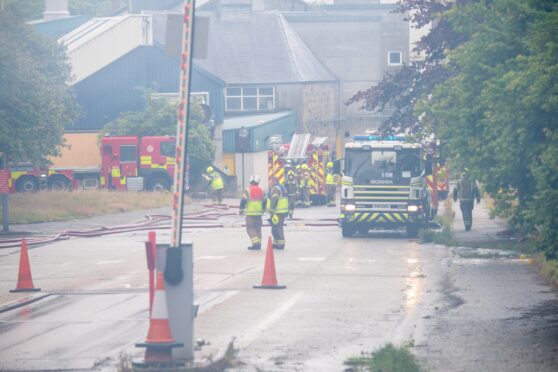 Emergency crews at the Stoneywood Mill. Image:  Kami Thomson/DC Thomson.