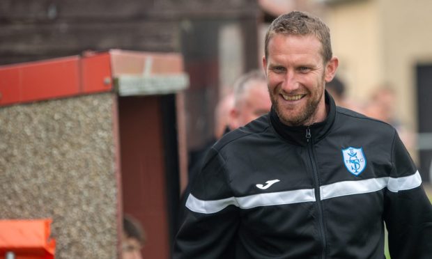 CR0049509
Highland League;
Deveronvale (red) v Strathspey Thistle at  Princess Royal Park, Banff.
Picture shows;  Strathspey's new manager Ryan Esson
17/08/24   Picture by Kami Thomson/DC Thomson