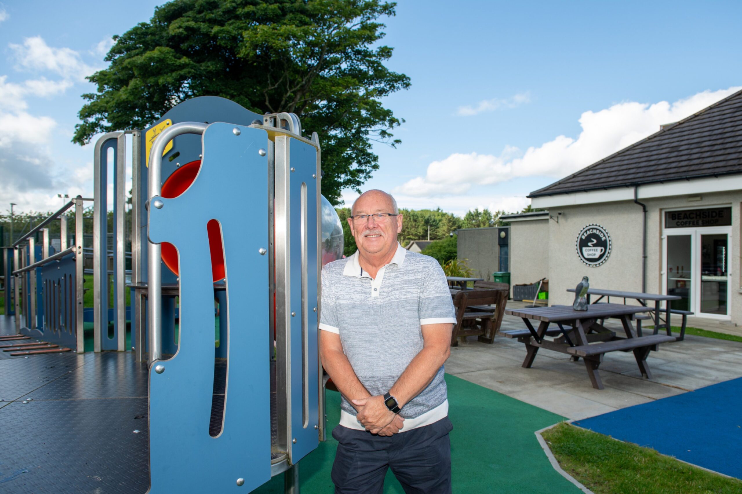 Bill by the playpark at the centre. 