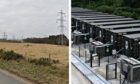 The site of the Kintore development along with a general image of a battery energy storage system