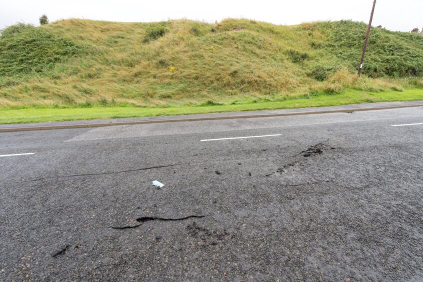 Cracks on surface of Buckie road 