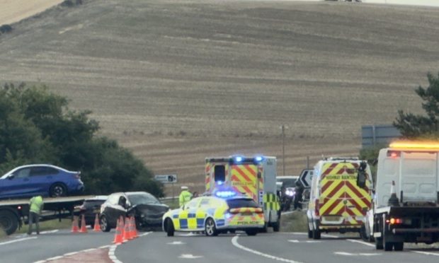 The scene of the incident on the A96. Image: Jason Hedges/DC Thomson.