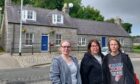 Rebecca Buxton, Nicola Gordon and Cheryl Cook outside New Pitsligo Library