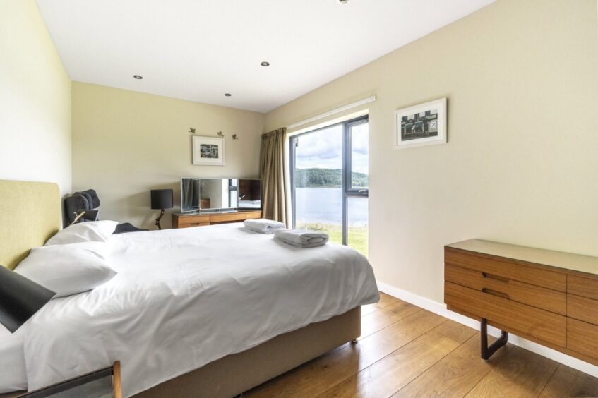 Master bedroom at the lochside property.