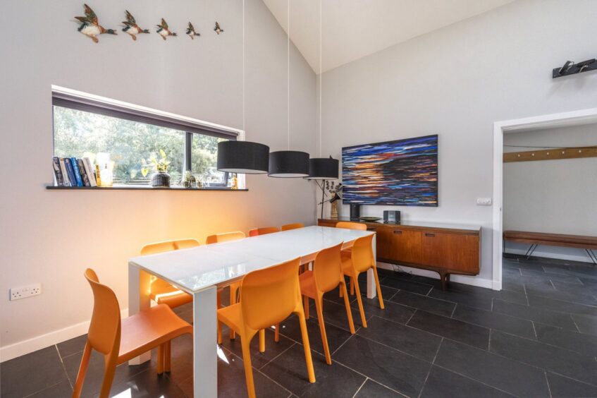 The dining area at the Lochside property in the Scottish Highlands