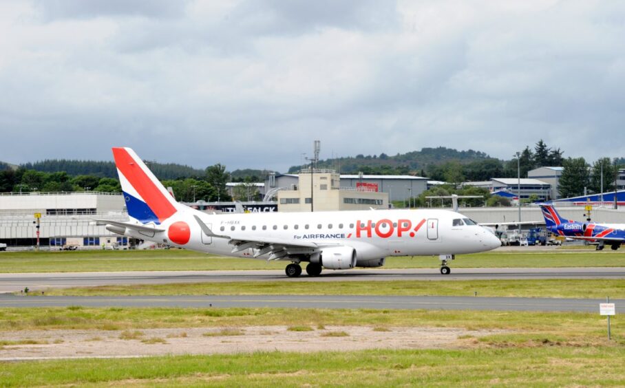 An Air France Hop plane at Aberdeen International Airport. Image: DC Thomson