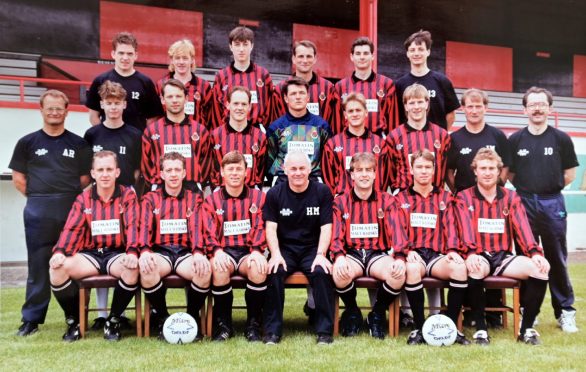 The Inverness Thistle team of 1993/4 with Dave Milroy third from left in the front row.