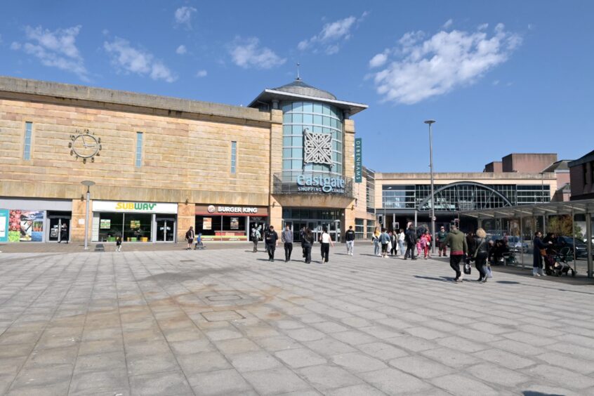 General view of the Eastgate Shopping Centre and Falcon Square.