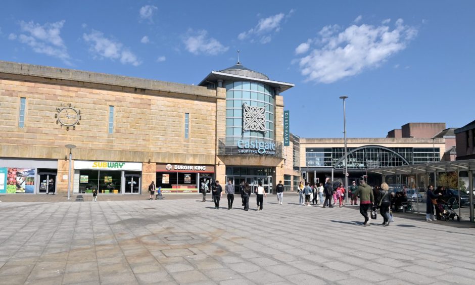 General view of the Eastgate Shopping Centre and Falcon Square.