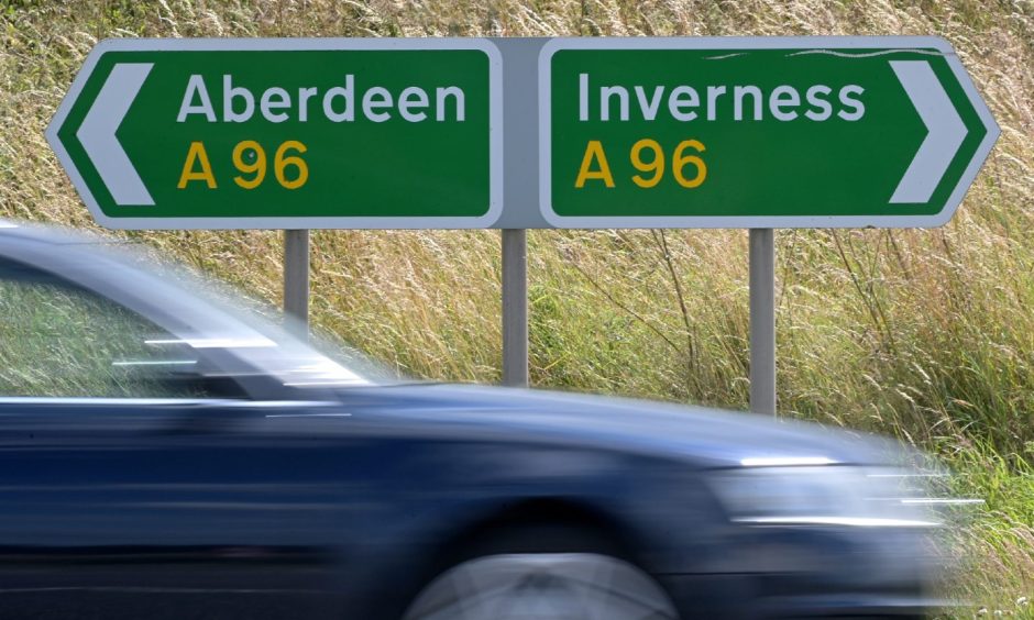 The signs for the A96 Aberdeen and Inverness