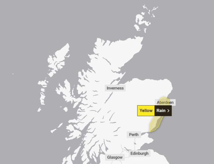 Map shows areas impacted by the weather warning