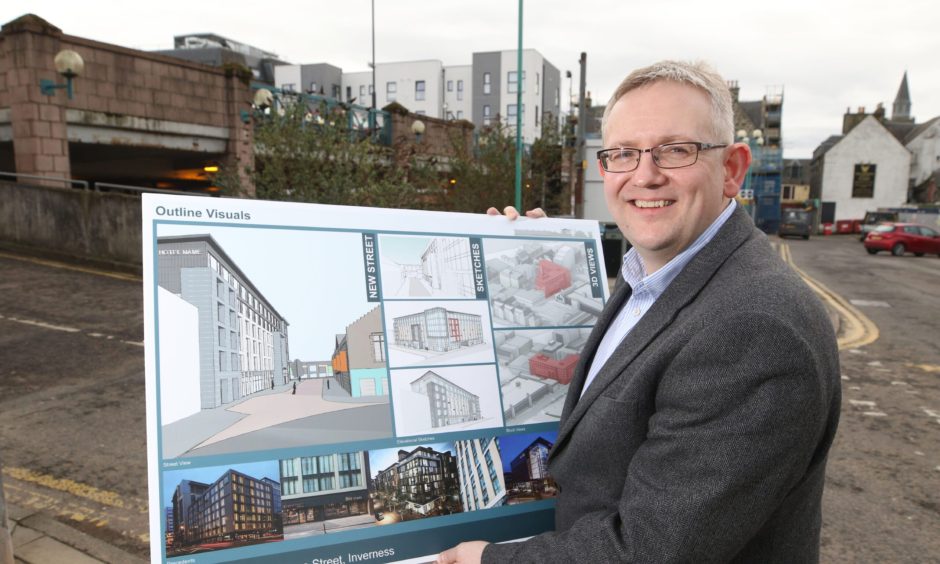 Stewart Campbell, pictured in 2019, on the site of a planned hotel in Rose Street.