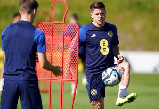 Scotland's Kevin Nisbet during a training session. Image: PA