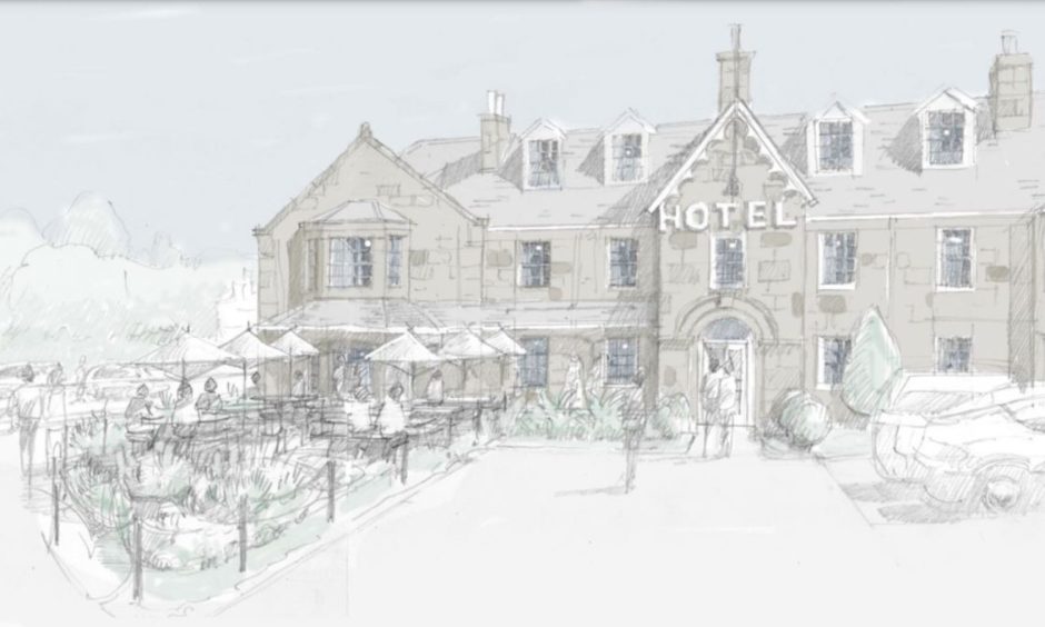 An artist impression of the proposed Huntly Arms Hotel beer garden