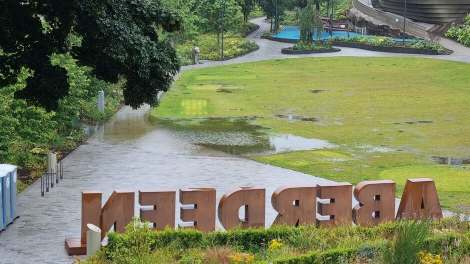 Flooding impacted on Union Terrace Gardens. Aberdeen 