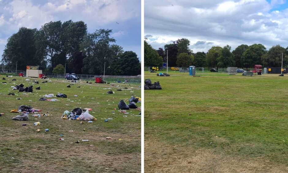 Cooper Park before and after the litter-pick.