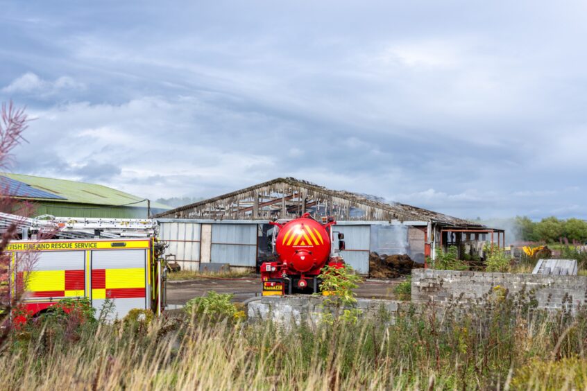 Fire service at the scene of the blazer at Caplich Quarry near Alness.