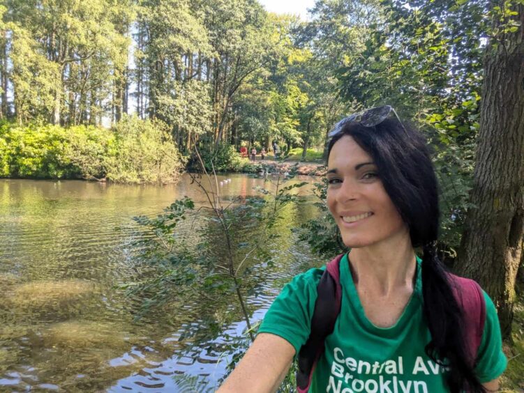 Gayle takes a selfie at the lake at Aden Country Park. Image: Gayle Ritchie.