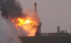 A rocket engine exploded during a launch trial at the UK's new spaceport in Shetland. Image: BBC