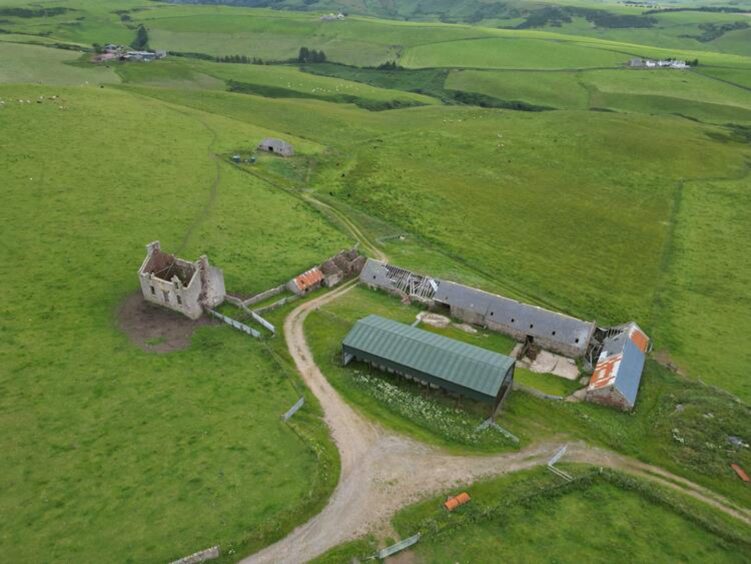 Aerial view of East Mains and Pennan Farm