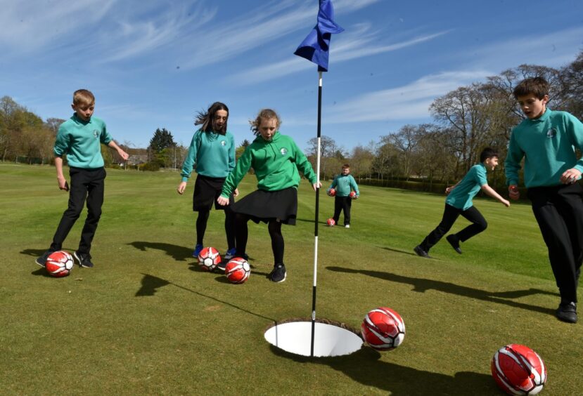 Kids from Hazlehead Primary School try out Sport Aberdeen's footgolf course in 2017. Image: Colin Rennie/DC Thomson