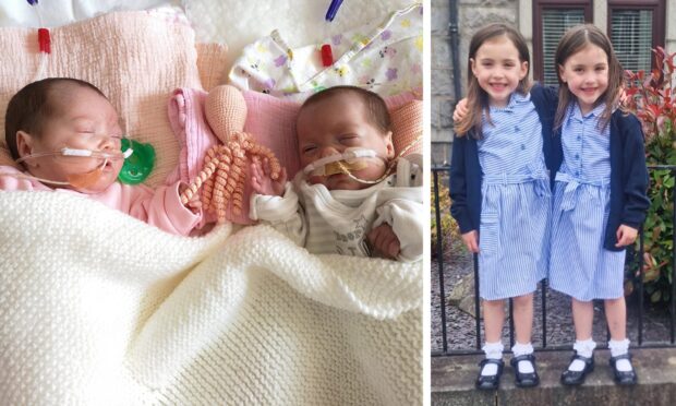 Twins Willow and Niamh Kelly started school this week, having battled to survive being born three months premature. Image: Zoe Stewart