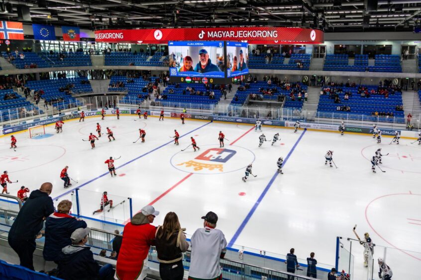 The screen planned for Aberdeen Linx Ice Arena could be interactive and track the puck at ice hockey - though it will be "smaller scale" than this example at a Hungarian rink. Image: GTS Productions/Shutterstock