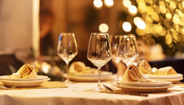 wine glasses on a table.