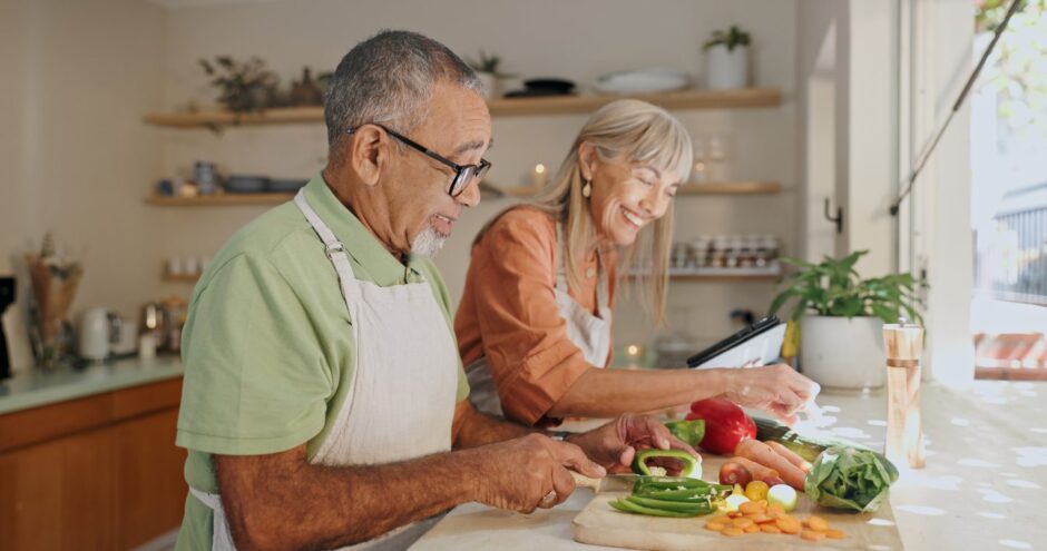 older couple cooking