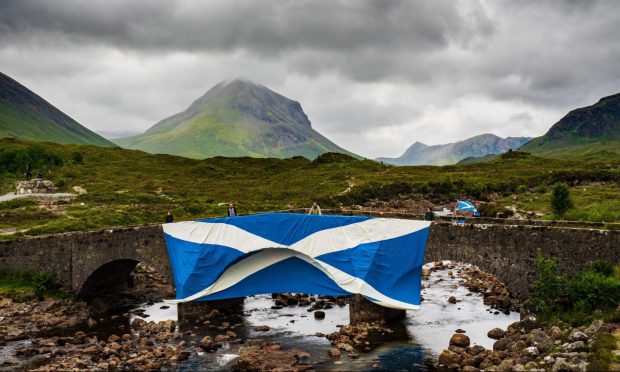 Activists from Skye and Lochalsh on a 'day of action' for the Yes campaign. Image: Philip Taylor.