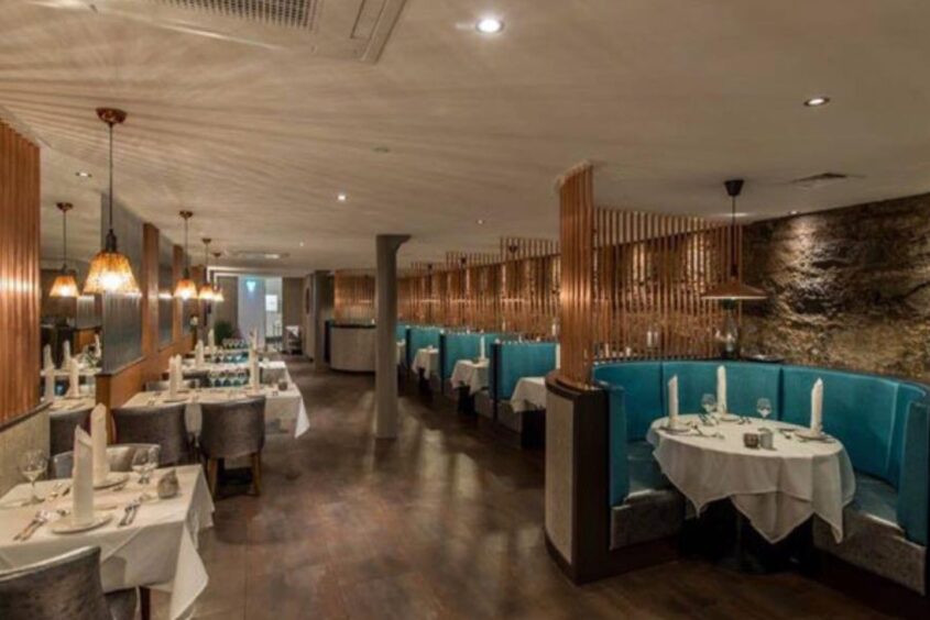 Tables and chairs in a restaurants in Aberdeenshire. 