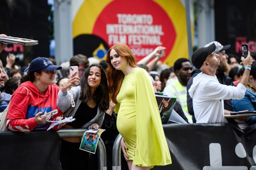 Karen Gillan on the red carpet in Toronto.