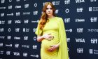 Karen Gillan with a baby bump.