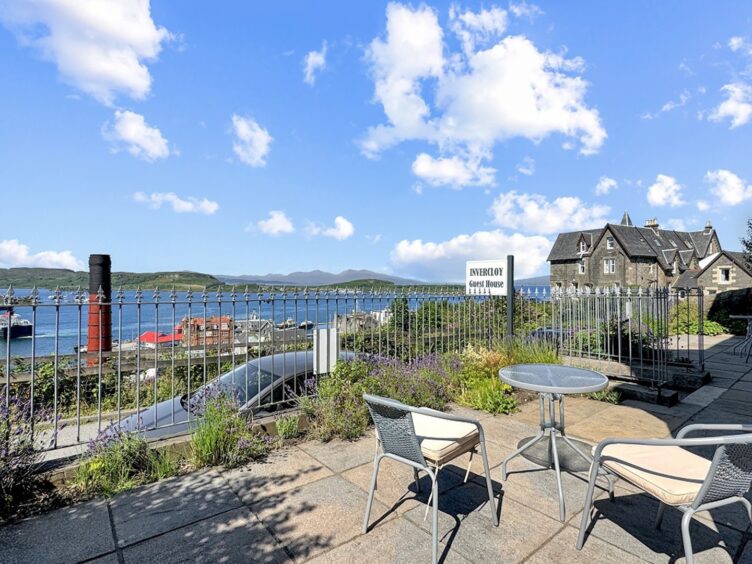 Oustanding views from the terrace at Invercloy in Oban. 