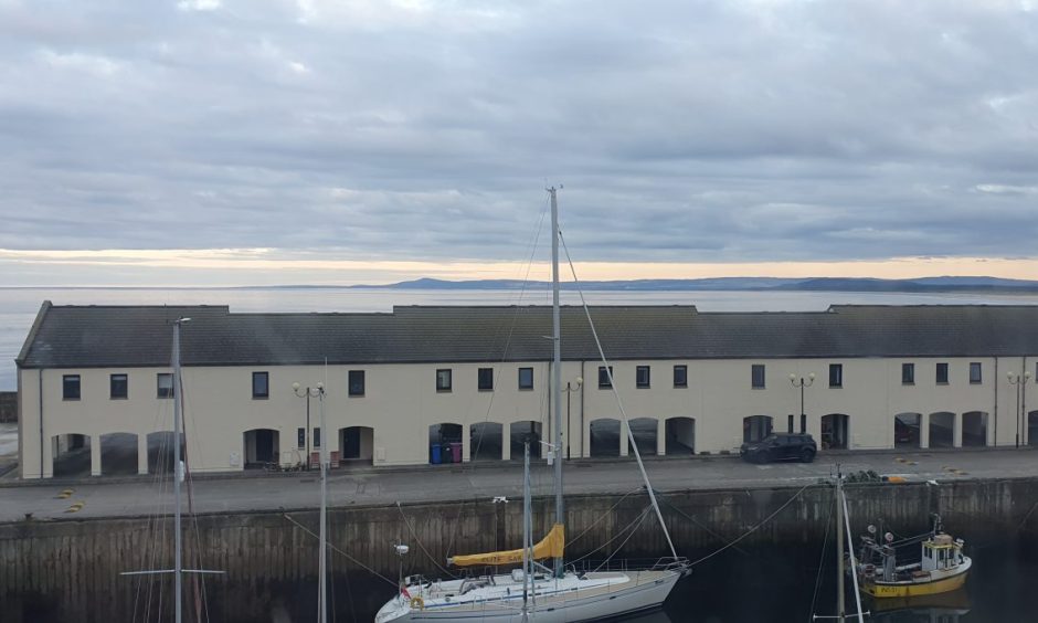 Panoramic view of coastline from Lossiemouth. 